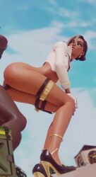 1boy 1girls animated antonia_(fortnite) dark-skinned_female dark-skinned_male dark_skin fade_(fortnite) female fortnite high_heels sex short_playtime sound standing standing_sex tagme video