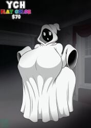 animated ass_bigger_than_head bedsheet_ghost breasts_bigger_than_head clothed female female_only ghost ghost_girl huge_ass huge_breasts hyper_ass hyper_breasts no_bra no_underwear nude oozee portrait teasing