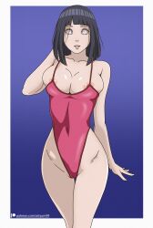 1girls artyum99 boruto:_naruto_next_generations breasts breasts_out hyuuga_hinata naruto nipple_slip nipples nude solo swimsuit