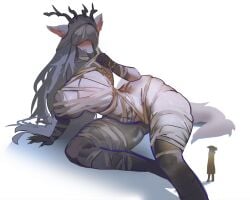 anthro big_breasts bloodborne breasts huge_breasts hunter_(bloodborne) larger_female thick_thighs utterangle vicar_amelia wide_hips