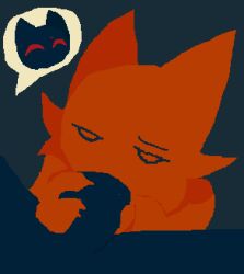 blowjob cat_ears cat_humanoid cute dark_blue_fur dialogue_bubble feline furry liam_(zephyric) liam_and_shrimp orange_fur shrimp_(zephyric) sweat sweatdrop