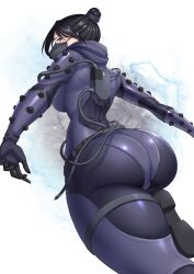 1girls 2022 apex_legends ass ass_expansion ass_focus belt big_ass black_hair blue_eyes blush bottom_heavy bubble_butt cameltoe dat_ass gigantic_butt growth guuerosu looking_at_viewer looking_back massive_ass massive_butt massive_thighs pussy simple_background skinsuit stretched_clothing thick thick_ass thick_hips thick_legs thick_thighs tight_clothing tight_pants wraith_(apex_legends)