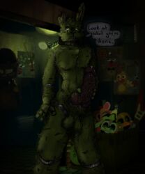 ambiguous_gender angry animal_genitalia animatronic anthro balls bodily_fluids colored cum desolatedemise detailed_background dialogue digital_drawing_(artwork) digital_media_(artwork) dominant english_text erection fingers five_nights_at_freddy's five_nights_at_freddy's_3 five_nights_at_freddy's_4 fluffy frown fur genital_fluids genitals glowing glowing_eyes holding_penis human humanoid knot lagomorph leporid looking_at_viewer looking_down machine male male_only mammal nipples nude penis precum rabbit robot scott_cawthon scottgames shaded sheath signature solo springtrap springtrap_(fnaf) standing teeth text tuft vein veiny_penis william_afton