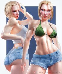 1girls 3d 3d_(artwork) absurd_res ass big_breasts blonde_hair blue_eyes booty_shorts bra breasts british british_female cameltoe cammy_white capcom curvaceous daisy_dukes dat_ass erect_nipples female female_focus female_only fully_clothed gloves hard_nipples mikadawn muscular revealing_clothes scar scar_on_face short_hair short_shorts shorts solo solo_female solo_focus sports_bra street_fighter street_fighter_6 thick_thighs thighs underwear wide_hips