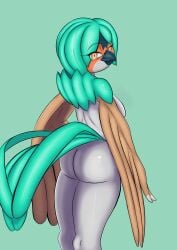 absurd_res anthro ass avian big_butt bird decidueye female generation_7_pokemon hi_res humanoid looking_at_viewer looking_back nintendo owl poisonsneksoffie pokémon_(species) pokemon pokemon_(species) raised_tail rear_view sae_(poisonsneksoffie) smile solo tail thick_thighs