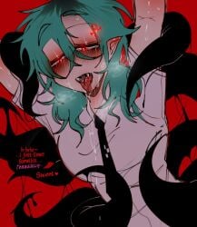 blood blush breasts chat_bubble crying_with_eyes_open exhausted fangs male_only malesub malewife man_boobs oc original_character rokokdude saliva saliva_trail submissive submissive_male tentacle tired_eyes tongue_out vampire