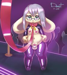 2022 chastity_device collar girly hair hi_res kolya lagomorph latex leash leporid long_hair male mammal misterdonut rabbit