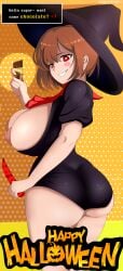 big_ass big_breasts big_butt big_nipples brown_hair chara chocolate digital_media_(artwork) ecchi female halloween halloween_costume hentai holidays indigopencil milf red_eyes solo twitter uncensored undertale undertale_(series) undertale_fanfiction visible_breath