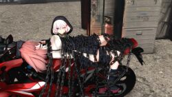 3d atlanta_(kantai_collection) ball_gag bondage chains commission damsel_in_distress gag gagged kantai_collection kidnapped re-class_battleship y0z0ra