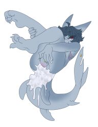 anal anal_insertions anthro candy chubby_bunny dessert fish food girly hi_res male marine marshmallow shark shark_tail sketchingerrror_(artist) solo solo_male