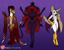 anthro anthrosaurs arachnid araneomorph arthropod bat black_widow_spider breasts claws dimorphodon fangs female fur genitals hair hi_res honduran_white_bat leaf-nosed_bat looking_at_viewer male mammal membrane_(anatomy) microbat multi_arm multi_eye multi_limb nipples non-mammal_breasts penis predaguy pterosaur pussy reptile retractable_penis scalie simple_background spider tail teeth theridiid widow_spider wings yangochiropteran