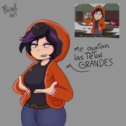 asian_female big_breasts clothing curvy female female_only frink_art human kenny_mccormick kenny_mccormick_(panderverse) motoanexo outerwear pale_skin panderverse rule_63 south_park south_park:_joining_the_panderverse spanish_text tagme thick_ass