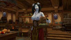 barmaid draenei_female draeni exposed_breasts kaelatheelf kaelscorner topless topless_female warcraft world_of_warcraft