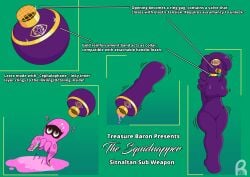 bdsm bondage collar commission contraption_concept curvy encasement english_text full_body gag gold_jewelry latex octoling octoling_girl original_character pun ribbondraws sleepsack solo_female splatoon squidnapper tagme trapped