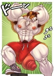 abs anthro areola armpit_hair big_muscles big_penis biped body_hair canid canine canis chest_hair domestic_dog genitals glans hair hi_res huge_cock huge_muscles humanoid_genitalia humanoid_penis hyper hyper_genitalia hyper_muscles hyper_penis male male_only mammal muscular nipples pecs penis pubes solo wardraws