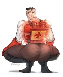 1boy anaconda_pose ass ass_focus broly_culo egabbacc male_only medic_(team_fortress_2) meme no_visible_genitalia team_fortress_2