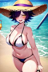 1girls ai_generated beach draxtersouls karmavt owozu swimsuit virtual_youtuber vtuber