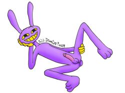 2023 3:4 anthro ass balls clothing digital_drawing_(artwork) digital_media_(artwork) dranton_mason erection gay gay_male genitals gloves gooseworx handwear jax_(the_amazing_digital_circus) lagomorph leporid male male_focus male_only mammal nude penis rabbit shaded simple_background smile smug solo solo_male the_amazing_digital_circus white_background yellow_sclera yellow_teeth