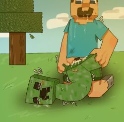 creeper cum minecraft minecraft_mob minecraft_xxx mob steve_(minecraft) tagme