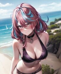 1girls ai_generated beach corela emikukis owozu swimsuit virtual_youtuber vtuber