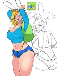 adventure_time backpack bag big_ass big_breasts bwunnymom clothing female fionna_the_human_girl headwear human pale_skin short_shorts shorts tagme thong thong_above_shorts