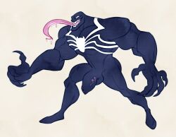 balls bara dark_body flaccid leelikessmut long_tongue male male_only marvel marvel_comics muscles muscular nude penis sharp_teeth solo solo_male venom venom_(marvel) yaoi