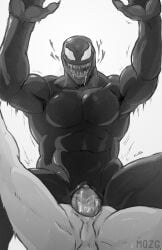 anal anal_sex balls bara big_penis dark_body gay male male_only marvel marvel_comics monochrome mozgistired muscles muscular nude penis sex sharp_teeth venom venom_(marvel) viewer_perspective