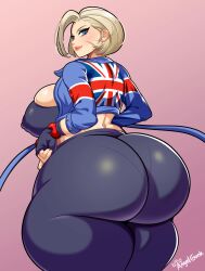 1girls 2023 absurd_res angelgunk ass big_ass blonde_hair blue_eyes breasts cammy_white capcom curvaceous curvy female female_focus female_only fingerless_gloves fully_clothed gloves hips huge_ass huge_breasts huge_thighs looking_at_viewer looking_back midriff nipple_bulge scar scar_on_face short_hair solo solo_female solo_focus street_fighter street_fighter_6 thick_thighs thighs voluptuous wide_hips