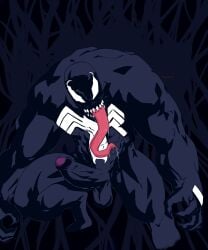 balls bara boner dark_body erection foreskin long_tongue male male_only marvel marvel_comics muscles muscular nude penis sharp_teeth solo solo_male stupidsexy venom venom_(marvel)