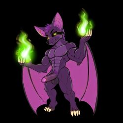 ai_generated anthro bat batsloth big_penis chiropteran lord_sarloc mammal muscular_male oc purple_fur sarloc sloth