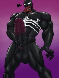 balls bara big_balls big_penis boner dark_body erection huge_cock ling12110 long_tongue male male_only marvel marvel_comics muscles muscular nude penis sharp_teeth slit solo solo_male venom venom_(marvel)