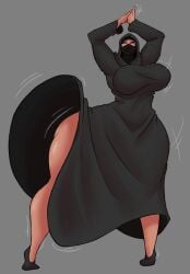 1girls arabian arabian_clothes arabian_female ass_bigger_than_head big_breasts black_dress black_scarf brewheardt burka dress enormous_ass hijab huge_ass hyper hyper_ass hyper_hips muslim muslim_female nadia scarf solo_female tagme wide_hips