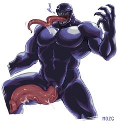 bara big_penis boner dark_body erection genital_slit long_tongue male male_only marvel marvel_comics mozgistired muscles muscular nude penis sharp_teeth slit solo solo_male venom venom_(marvel)