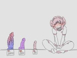 1female 1girl 1girls blush blush_lines blushing clothes clothing dildo doki_doki_literature_club dragon_dildo female female_focus female_human female_only hair_intakes heart_icon human human_female human_focus human_only kentylevel lifting_skirt natsuki_(doki_doki_literature_club) number numbers only_female pink_eyes pink_hair pink_skirt sex_toy sextoy shirt simple_background skirt skirt_lift skirt_up solo solo_female solo_focus strip_game