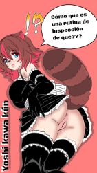 1girls 2d ass ass_focus big_breasts big_butt brown_hair female furry_ears furry_tail latam_virtual_youtuber light-skinned_female maid_uniform no_panties owozu raccoon raccoon_ears raccoon_girl raccoon_tail rakkun short_hair socks tanuki vagina virtual_youtuber vtuber vtuberfanart yoshi_kawa_kun