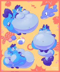 anthro azule_(jiggledoggle) big_belly big_breasts big_butt bubble_butt canine female furry handles handles_on_hips huge_belly huge_breasts huge_butt inflatable inflation jiggledoggle massive_belly pool_toy sequence shark thick_thighs