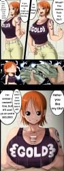 annoyed big_breasts boner boobjob breasts bribe female hazama_null male money nami one_piece orange_eyes orange_hair paizuri pre-timeskip prostitution text titfuck_under_clothes titjob translated