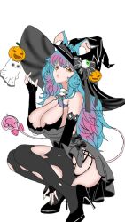 1girls chessivt halloween halloween_costume owozu virtual_youtuber vtuber witch_costume yoshi_kawa_kun