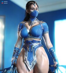 1girls 3d alternate_version_available breasts female female_only fully_clothed kitana kitana_(new_era) mortal_kombat mortal_kombat_1_(2023) muscles solo tekonsfw