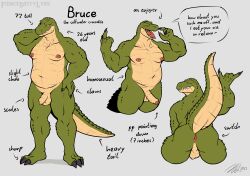 1boy 2023 absurd_res anthro anus ass balls belly crocodile crocodilian crocodylid fiercedeitylynx genitals green_body green_scales hi_res humanoid_genitalia humanoid_penis male male_only model_sheet muscular muscular_male nipples penis reptile scales scalie solo solo_male stated_homosexuality stated_sexuality