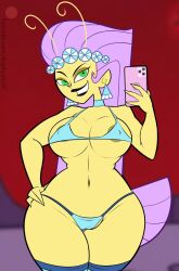 1girls 2d 2d_(artwork) 4k alien alien_girl alien_humanoid areola areolae big_breasts bikini bikini_bottom bikini_top choker ear_piercing earrings eyebrows eyelashes eyeshadow female female_focus female_only green_eyes hand_on_hip hi_res high_resolution highres lingerie long_hair looking_at_viewer nipple_bulge nipples partially_clothed phone pink_hair pointy_ears princess_mandie seductive seductive_eyes seductive_look seductive_smile selfie smile smiling smiling_at_viewer smooth_skin solo solo_female solo_focus stockings teenagebratwurst the_fairly_oddparents thick_thighs thighs thong thong_bikini thong_straps underwear voluptuous voluptuous_female wide_hips yellow_body yellow_skin