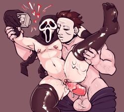 1cuntboy 2boys bileshroom camera clitoris condom_on_penis cuntboy cuntboy/male cuntboy_penetrated dbd dead_by_daylight fanart gay ghost_face ghostface ghostface_(scream) halloween_(series) heart-shaped_pupils horror horror_(theme) intersex killer latex mask masked mastectomy_scar michael_myers murderer nsfwshroom photo pussy pussy_juice pussy_juice_drip scream_(franchise) top_surgery_scars vaginal vaginal_penetration yaoi