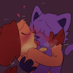 2024 2boys 2d 2d_(artwork) 2d_artwork blush cat_ears cat_tail catboy catnap_(poppy_playtime) closed_eyes dog_ears dog_tail dogboy dogday_(poppy_playtime) duo feline french_kiss french_kissing furry_only gay hand_on_cheek heart holding_cheek its_black_pupik kissing making_out mob_entertainment no_humans poppy_playtime poppy_playtime_(chapter_3) purple_body purple_fur smiling_critters text