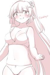 1girls 2021 ashley_taylor big_breasts bikini blonde_hair bra long_hair looking_at_viewer magia_record:_mahou_shoujo_madoka_magica_gaiden magical_girl mahou_shoujo_madoka_magica monochrome pink_eyes pink_hair puella_magi_madoka_magica sansho_mesp sketch smile smiling smiling_at_viewer solo solo_female solo_focus young