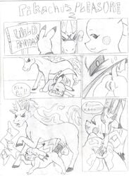 anthro anus ass comic cum cum_in_pussy cum_inside erection female fiery_mane fiery_tail fur furry furry_ass furry_ears furry_tail horn interspecies male male_rapidash mane monochrome nintendo nude open_eyes penis pikachu pikachu's_pleasure pointy_ears pokémon_(species) pokemon presenting pussy rapidash sex sign size_difference sketch straight tail testicles text vaginal_penetration vulva