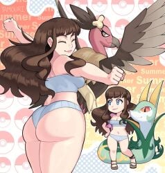 1girls 2d alternate_hairstyle ass bikini blue_eyes breasts brown_hair female female_only game_freak generation_5_pokemon hilda_(pokemon) light-skinned_female light_skin mandibuzz nintendo pokemon pokemon_(species) pokemon_bw serperior solo solo_female tagme thick_thighs thighs yamouri