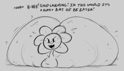 2d absurd_res ass_built_separately chubby english_text flowey_the_flower flowey_with_nothing_else_but_a_massive_ass gussiekins humanoid hyper hyper_ass iceberg_body_shape implied_vore sketch tagme text undertale undertale_(series)