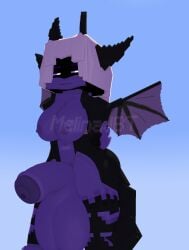 1futa 3d anilem_(mjbt) anthro balls black_body breasts dragon futa_only futanari humanoid_penis melinajbt minecraft penis purple_body purple_skin solo tagme