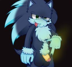 balls big_balls blue_fur green_eyes hairy_chest male male_only naughty_face penis precum pubic_hair saliva shadowcvnt smegma smelly solo sonic_(series) sonic_the_hedgehog sonic_the_hedgehog_(series) sonic_the_werehog stinky tongue_out uncut werehog