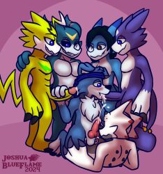 absurd_res alex_the_demon_veemon anal anal_orgasm anal_sex balls bandai_namco bandana black_sclera blue_body blue_eyes blue_fur blue_scales blue_skin bodily_fluids bukkake canid canine canis chest_tuft claws cum cum_in_mouth cum_inside cum_on_face cum_while_penetrated digimon digimon_(species) domestic_dog dracky_the_gaomon dragon ejaculation fur gammamon gangbang gaomon genital_fluids genitals group group_sex gumdramon hands-free hi_res horn jester_the_gumdramon joshua_blueflame kerchief knot lion_the_pulsemon male male/male mammal oral orgy penetration penis pulsemon scales scar sex teeth tuft veemon vergil_the_gammamon white_body white_fur white_scales yellow_body yellow_scales yoshio_hiroshi